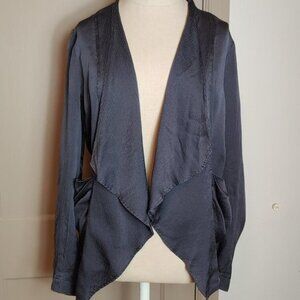 Hinge Womens 100% Silk Waterfall Front Blazer Grey Small WhimsiGoth